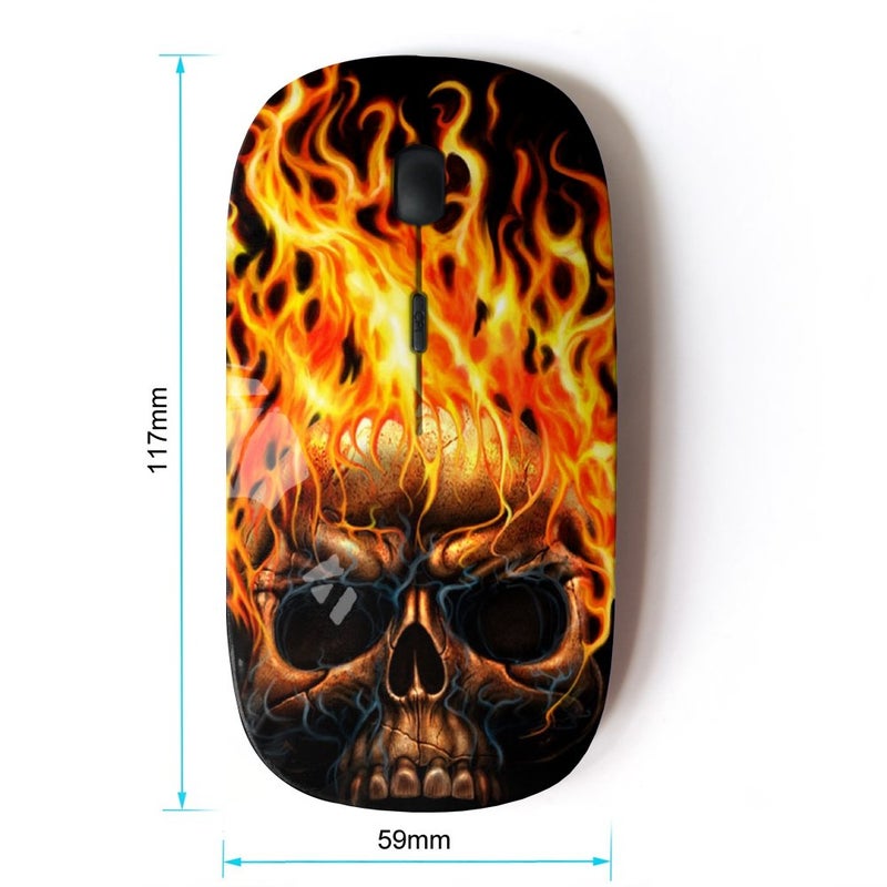 KOOLmouse [ Optical 2.4G Wireless Mouse [ Flames Black Fire Metal Death Skull ] - Image 2